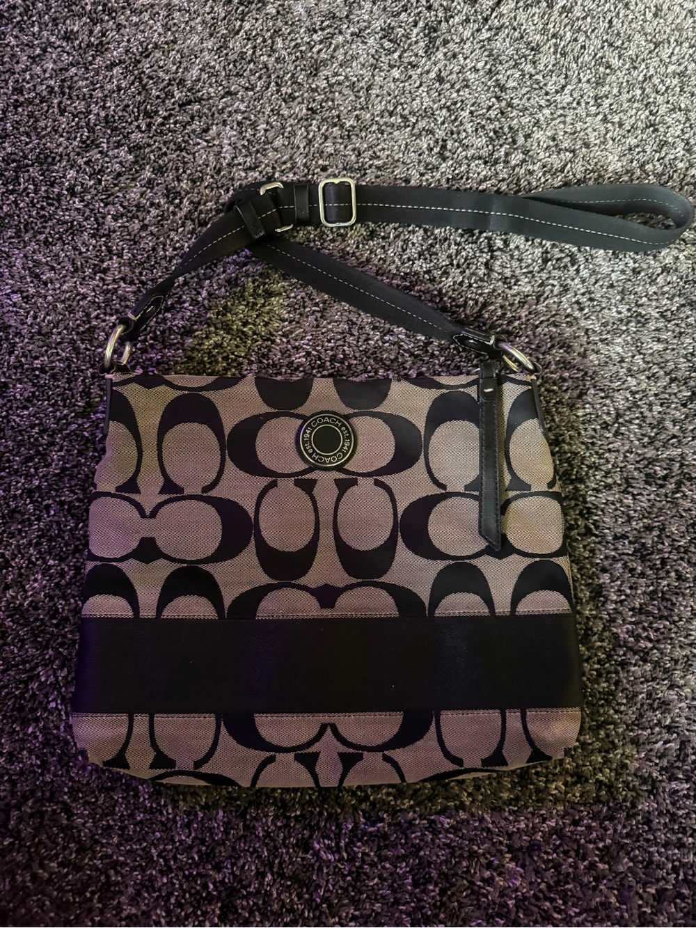Coach Black and grey Signature Crossbody Bag